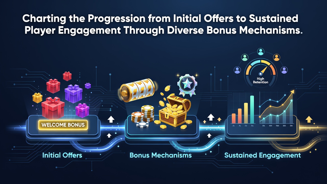 Illustration showing the initial stages of casino bonus offers transitioning into player activity