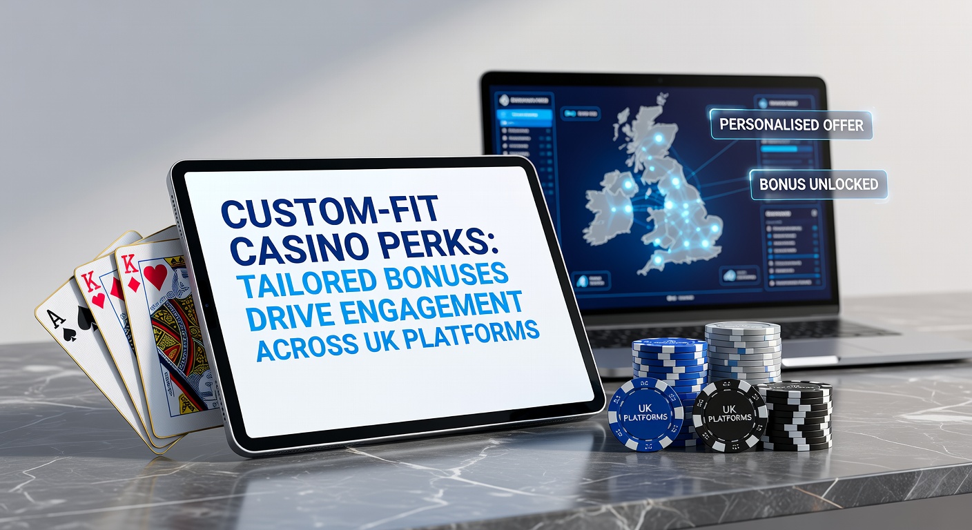 Vibrant digital dashboard showing customized casino bonus offers tailored to individual player profiles, with graphs illustrating rising engagement metrics
