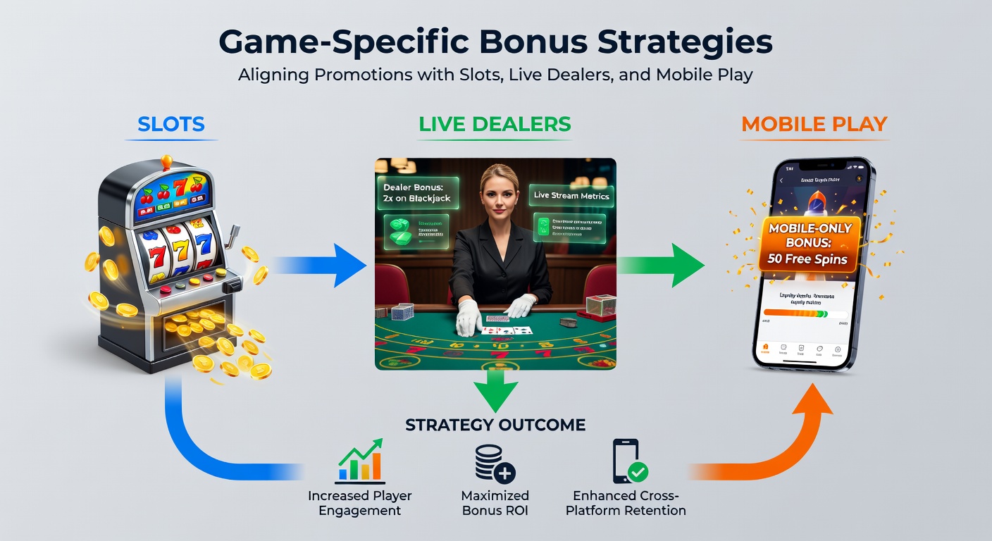 Split-screen view of a player using mobile app for slots and live dealer games, with overlaid bonus notifications highlighting game-aligned promotions