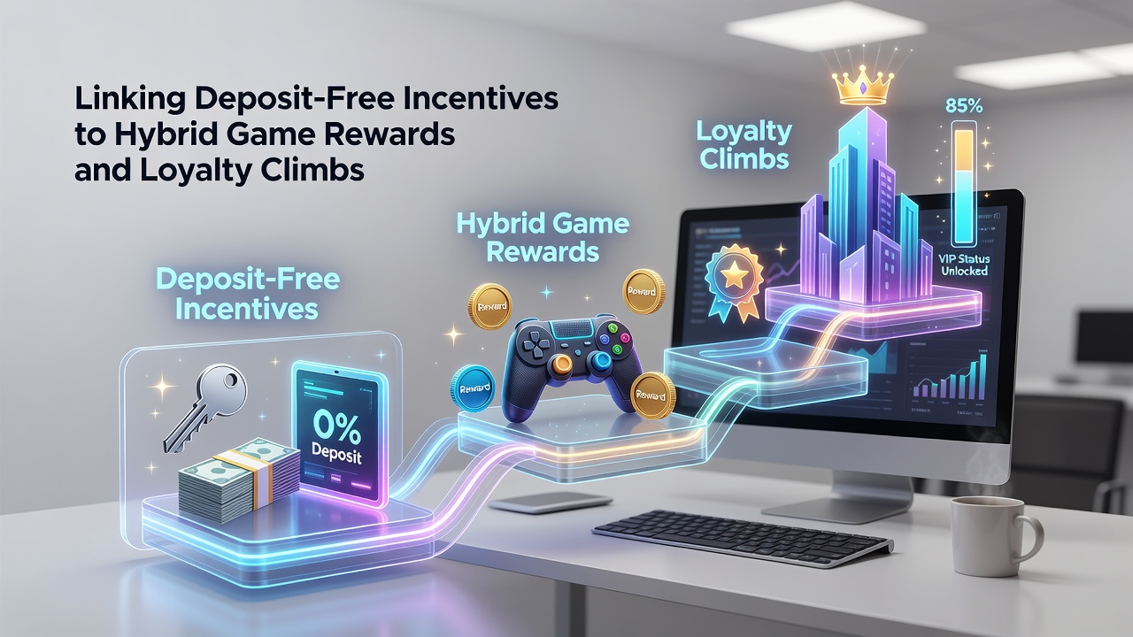 Loyalty dashboard displaying tier progression from deposit-free play into hybrid game rewards