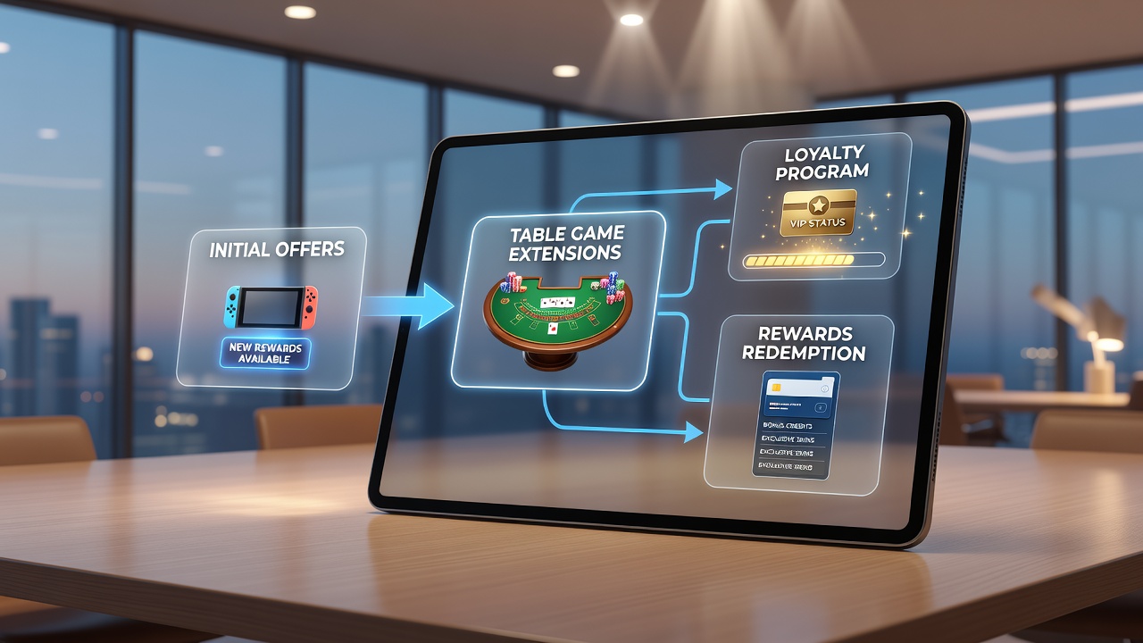 Player dashboard displaying loyalty tier progress alongside active table game sessions on a smartphone screen