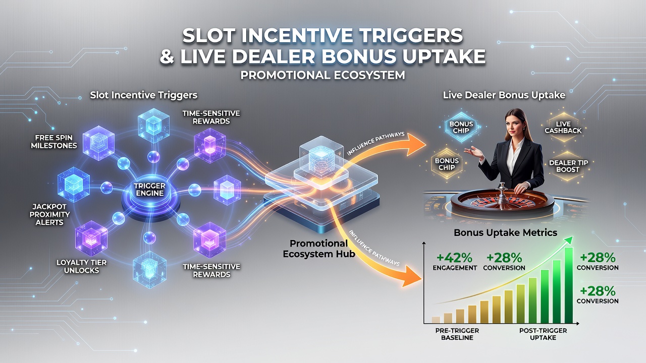 Flowchart showing player progression from slot triggers to live dealer bonus activation in casino platforms