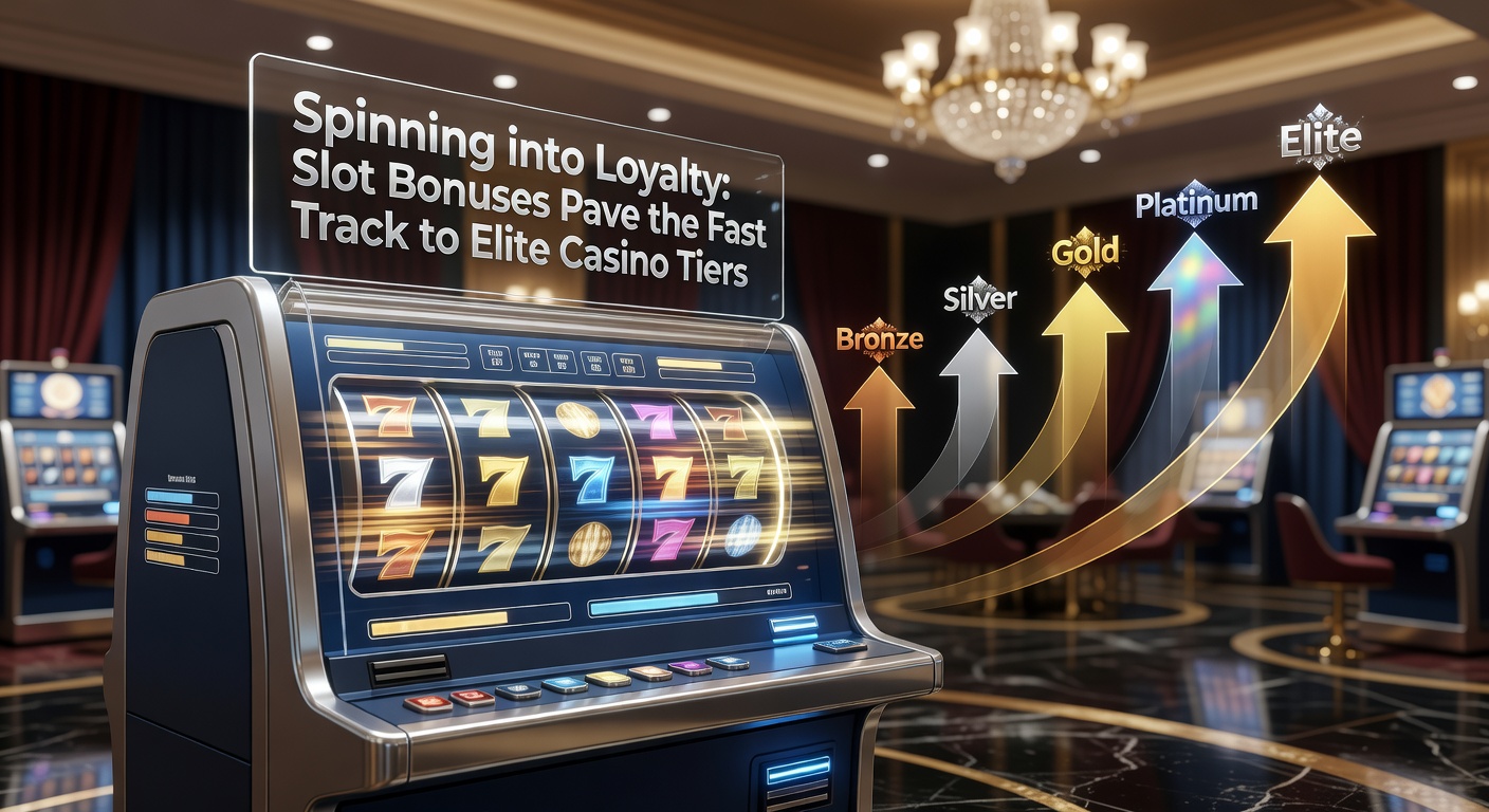 Player's hand pulling a slot lever as loyalty points cascade upward, illustrating bonus-driven tier acceleration