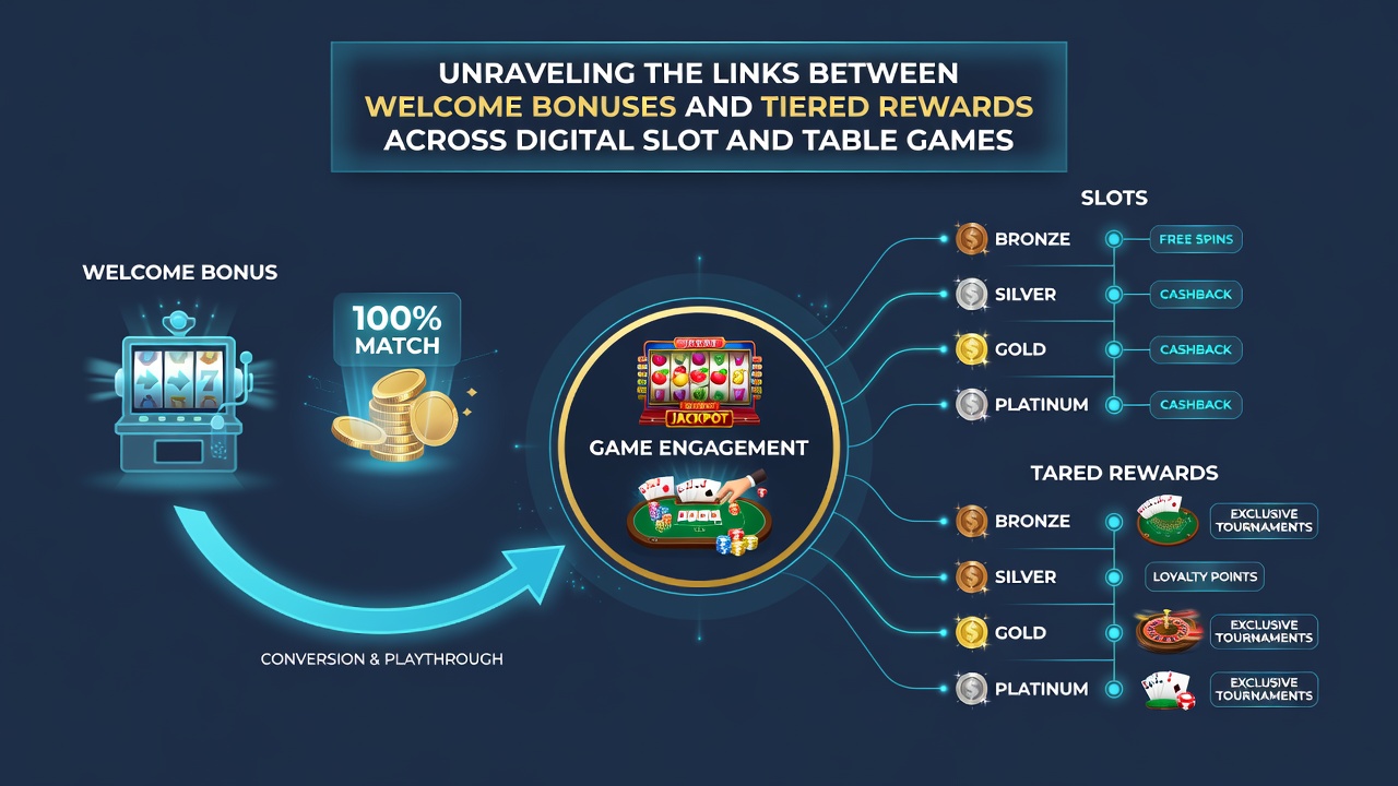Loyalty dashboard displaying tier progression bars linked to completed welcome bonus requirements